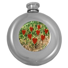 Valentine Day Heart Pattern Love Round Hip Flask (5 Oz) by artworkshop