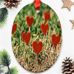 Valentine Day Heart Pattern Love Oval Ornament (two Sides) by artworkshop