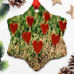 Valentine Day Heart Pattern Love Snowflake Ornament (two Sides) by artworkshop