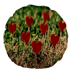 Valentine Day Heart Pattern Love Large 18  Premium Round Cushions by artworkshop