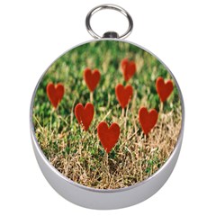 Valentine Day Heart Pattern Love Silver Compasses by artworkshop