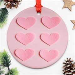 Valentine Day Heart Pattern Pink Ornament (round) by artworkshop