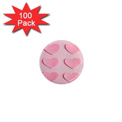 Valentine Day Heart Pattern Pink 1  Mini Magnets (100 Pack)  by artworkshop