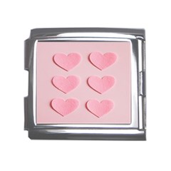 Valentine Day Heart Pattern Pink Mega Link Italian Charm (18mm)