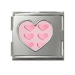 Valentine Day Heart Pattern Pink Mega Link Heart Italian Charm (18mm) Front