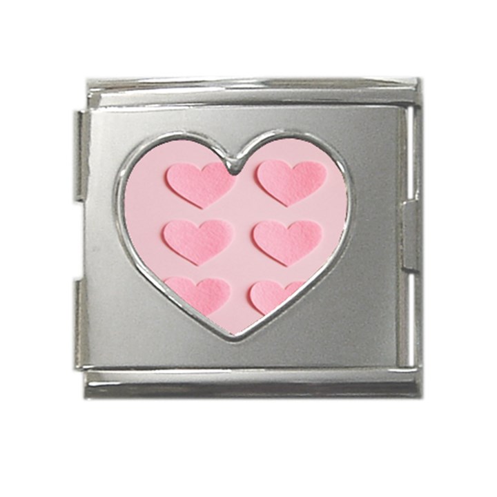 Valentine Day Heart Pattern Pink Mega Link Heart Italian Charm (18mm)