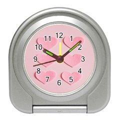 Valentine Day Heart Pattern Pink Travel Alarm Clock by artworkshop