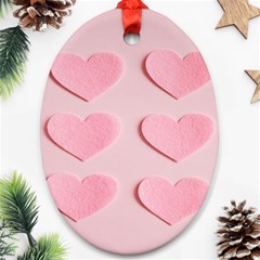 Valentine Day Heart Pattern Pink Oval Ornament (two Sides) by artworkshop