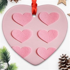 Valentine Day Heart Pattern Pink Heart Ornament (two Sides) by artworkshop