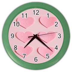 Valentine Day Heart Pattern Pink Color Wall Clock by artworkshop