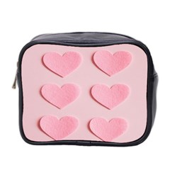 Valentine Day Heart Pattern Pink Mini Toiletries Bag (two Sides) by artworkshop