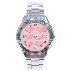 Valentine Day Heart Pattern Pink Stainless Steel Analogue Watch by artworkshop