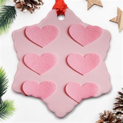 Valentine Day Heart Pattern Pink Ornament (snowflake)