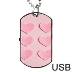 Valentine Day Heart Pattern Pink Dog Tag Usb Flash (one Side) by artworkshop