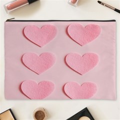 Valentine Day Heart Pattern Pink Cosmetic Bag (xxxl) by artworkshop