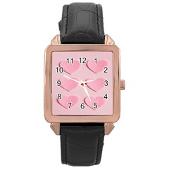 Valentine Day Heart Pattern Pink Rose Gold Leather Watch  by artworkshop