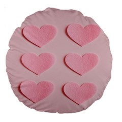 Valentine Day Heart Pattern Pink Large 18  Premium Round Cushions by artworkshop