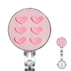 Valentine Day Heart Pattern Pink Stainless Steel Nurses Watch by artworkshop