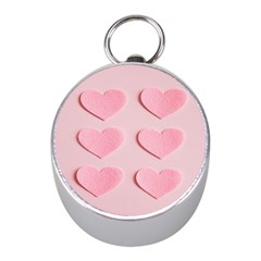 Valentine Day Heart Pattern Pink Mini Silver Compasses by artworkshop