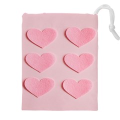 Valentine Day Heart Pattern Pink Drawstring Pouch (5xl) by artworkshop