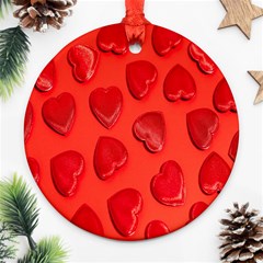 Valentine Day Heart Pattern  Ornament (round) by artworkshop