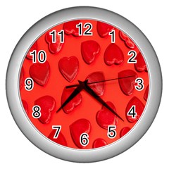 Valentine Day Heart Pattern  Wall Clock (silver) by artworkshop