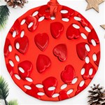 Valentine Day Heart Pattern  Ornament (Round Filigree) Front