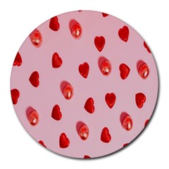 Valentine Day Heart Pattern Round Mousepad by artworkshop