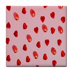 Valentine Day Heart Pattern Tile Coaster by artworkshop