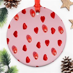 Valentine Day Heart Pattern Round Ornament (two Sides) by artworkshop