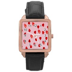 Valentine Day Heart Pattern Rose Gold Leather Watch  by artworkshop