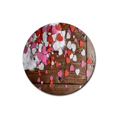 Valentine Day Heart Wallpaper Rubber Coaster (round) by artworkshop