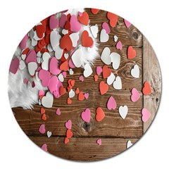 Valentine Day Heart Wallpaper Magnet 5  (round) by artworkshop