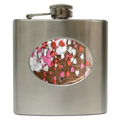 Valentine Day Heart Wallpaper Hip Flask (6 Oz) by artworkshop