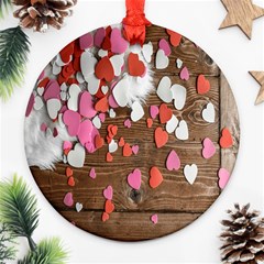 Valentine Day Heart Wallpaper Round Ornament (two Sides) by artworkshop