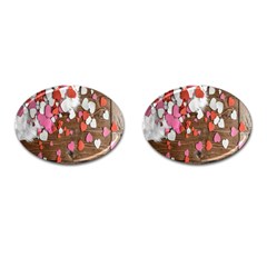 Valentine Day Heart Wallpaper Cufflinks (oval)