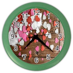 Valentine Day Heart Wallpaper Color Wall Clock by artworkshop