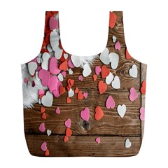 Valentine Day Heart Wallpaper Full Print Recycle Bag (l) by artworkshop