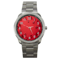 Valentine Day Logo Heart Ribbon Sport Metal Watch by artworkshop