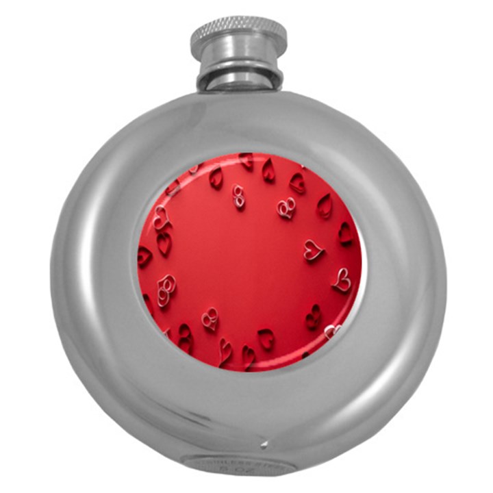 Valentine Day Logo Heart Ribbon Round Hip Flask (5 oz)