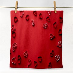 Valentine Day Logo Heart Ribbon Face Towel by artworkshop