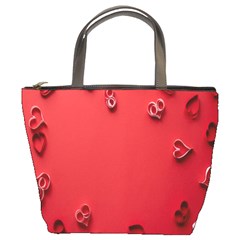 Valentine Day Logo Heart Ribbon Bucket Bag by artworkshop