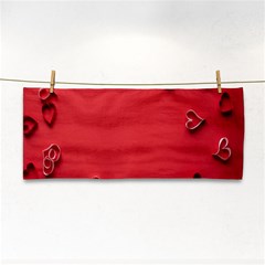 Valentine Day Logo Heart Ribbon Hand Towel by artworkshop