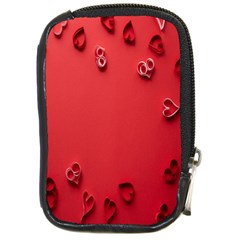 Valentine Day Logo Heart Ribbon Compact Camera Leather Case by artworkshop