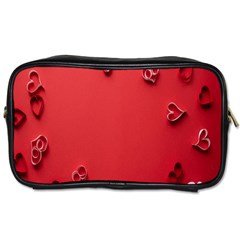 Valentine Day Logo Heart Ribbon Toiletries Bag (one Side) by artworkshop