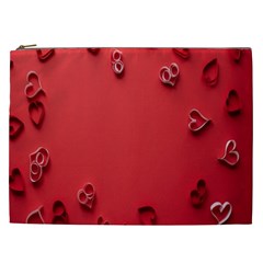 Valentine Day Logo Heart Ribbon Cosmetic Bag (xxl) by artworkshop