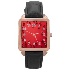 Valentine Day Logo Heart Ribbon Rose Gold Leather Watch  by artworkshop