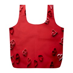 Valentine Day Logo Heart Ribbon Full Print Recycle Bag (l) by artworkshop