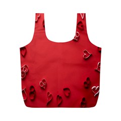 Valentine Day Logo Heart Ribbon Full Print Recycle Bag (m) by artworkshop