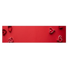 Valentine Day Logo Heart Ribbon Oblong Satin Scarf (16  X 60 ) by artworkshop